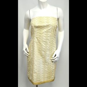 Banana Republic Gold & Ivory Strapless Dress NYE!